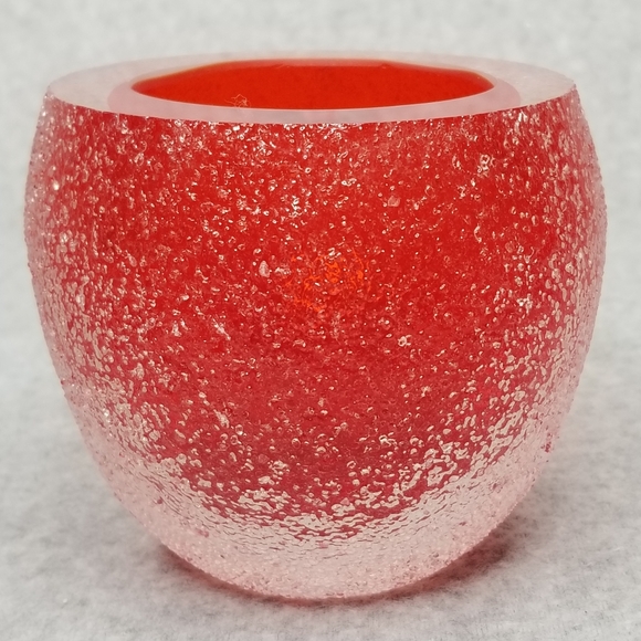 Fifth Avenue Crystal Geode Red 4" Votive Candle Holder Handmade Art Glass w/Box - Picture 5 of 13
